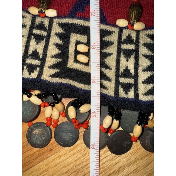 Andrea Jovine Wool Beaded Sweater Top‎ Shirt Vest Small Vintage Red - Picture 11 of 12